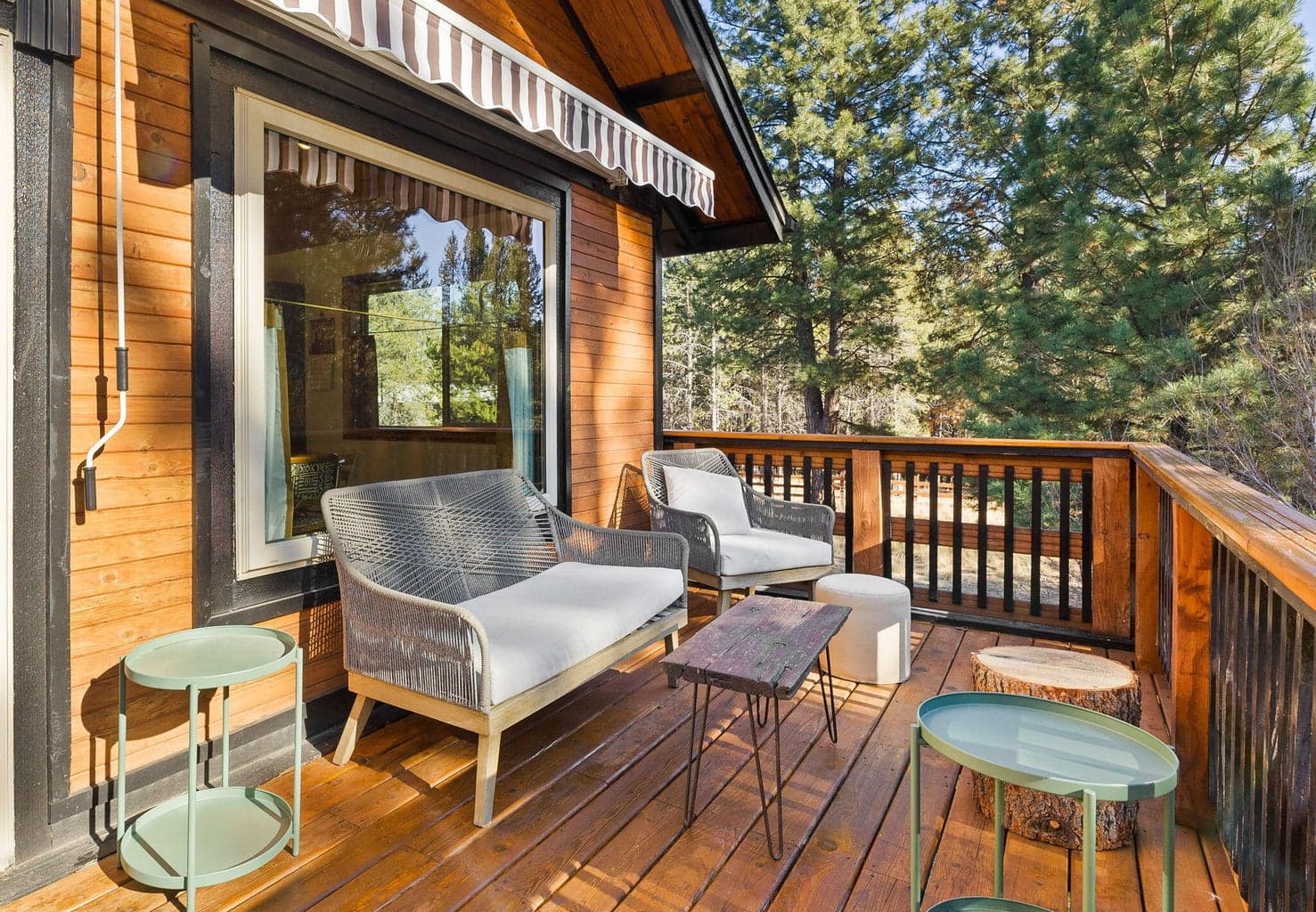 Upper level deck with awning