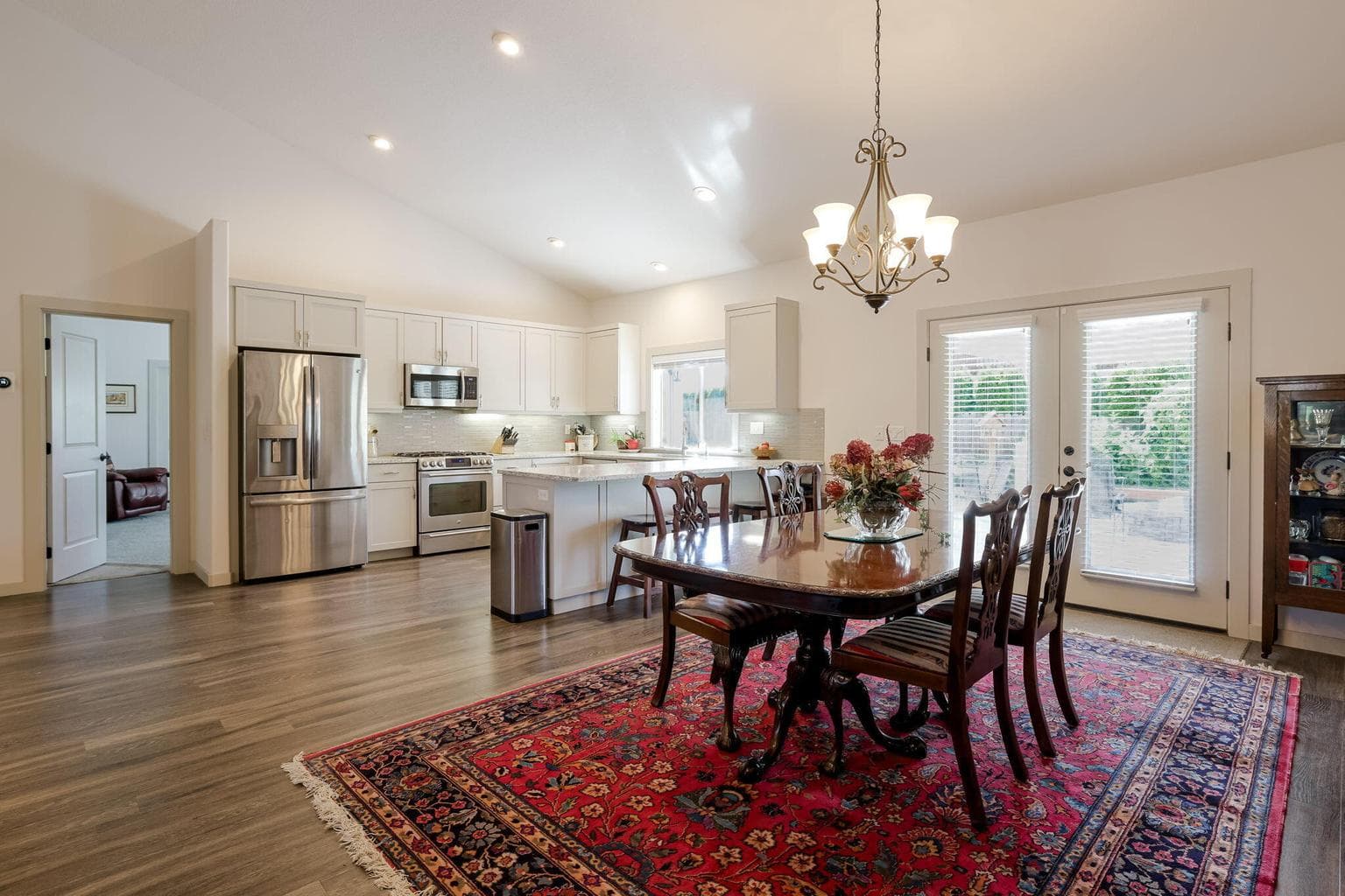 Wide French Doors Lead to the Rear Patio