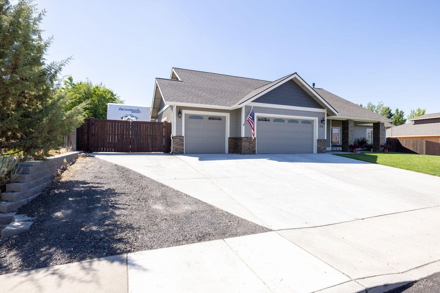 3 Car Garage & Deep RV Parking Behind Gate