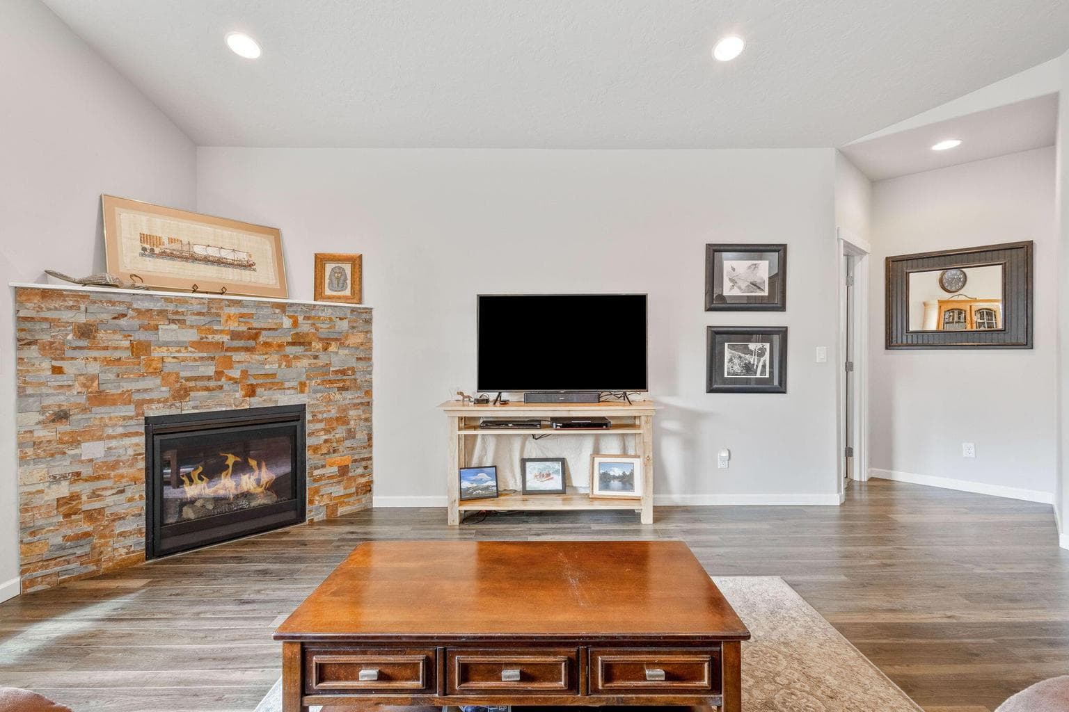 Living room with gas fireplace