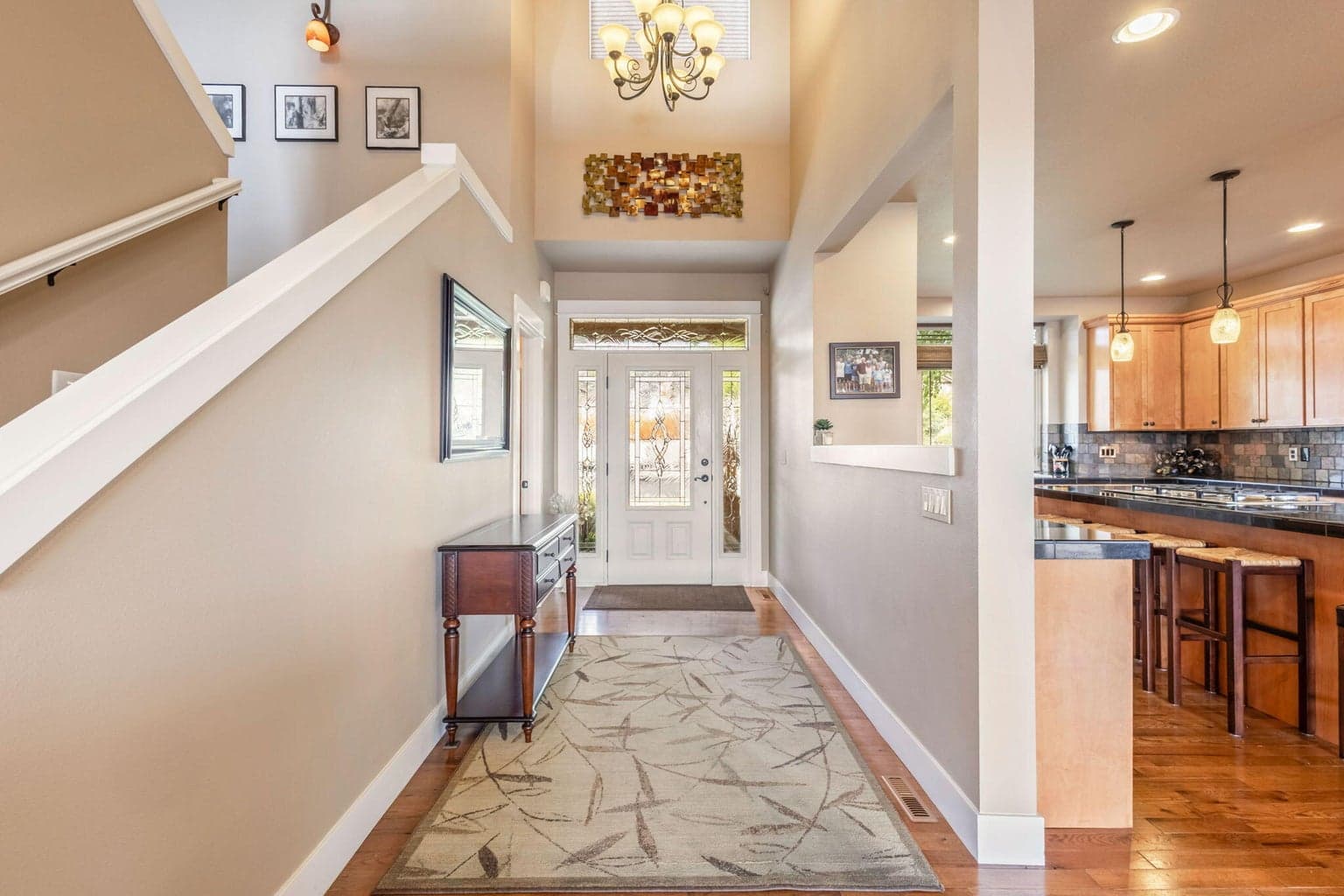 View toward front door from inside the home.