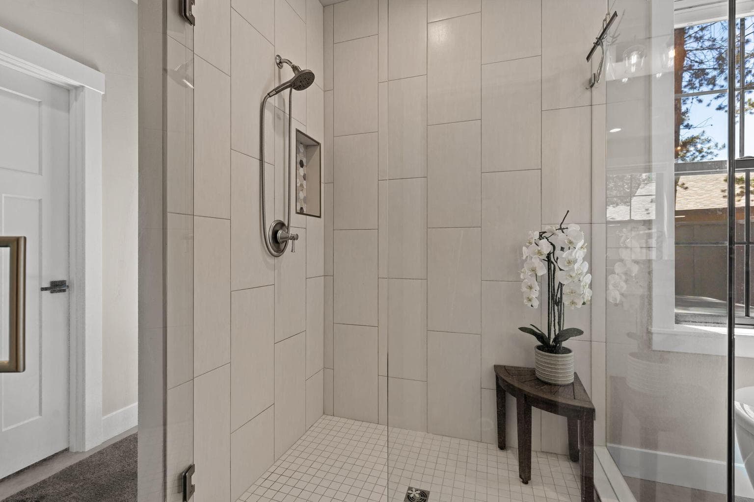 Large frameless glass shower