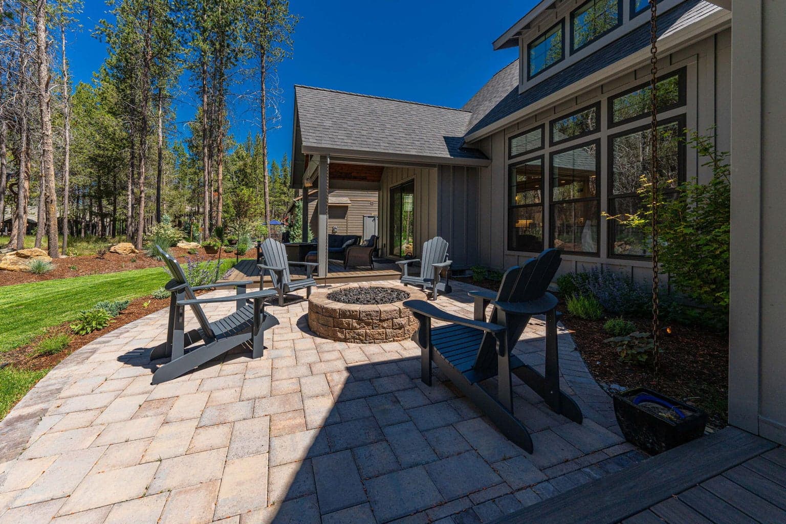 Paver patio with propane firepit