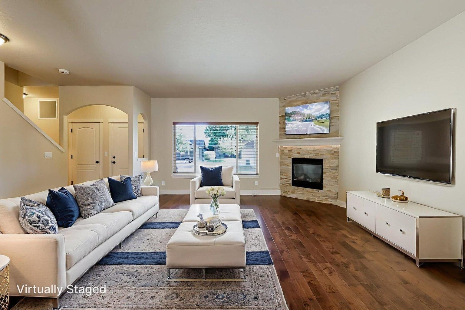 Virtually staged living room