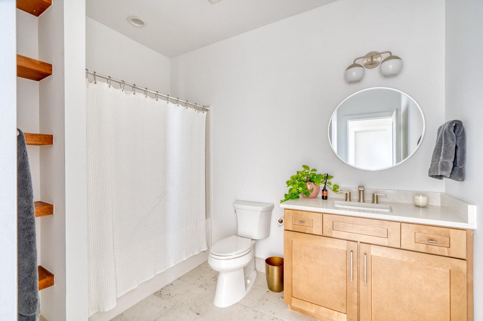 New vanity and tile floor