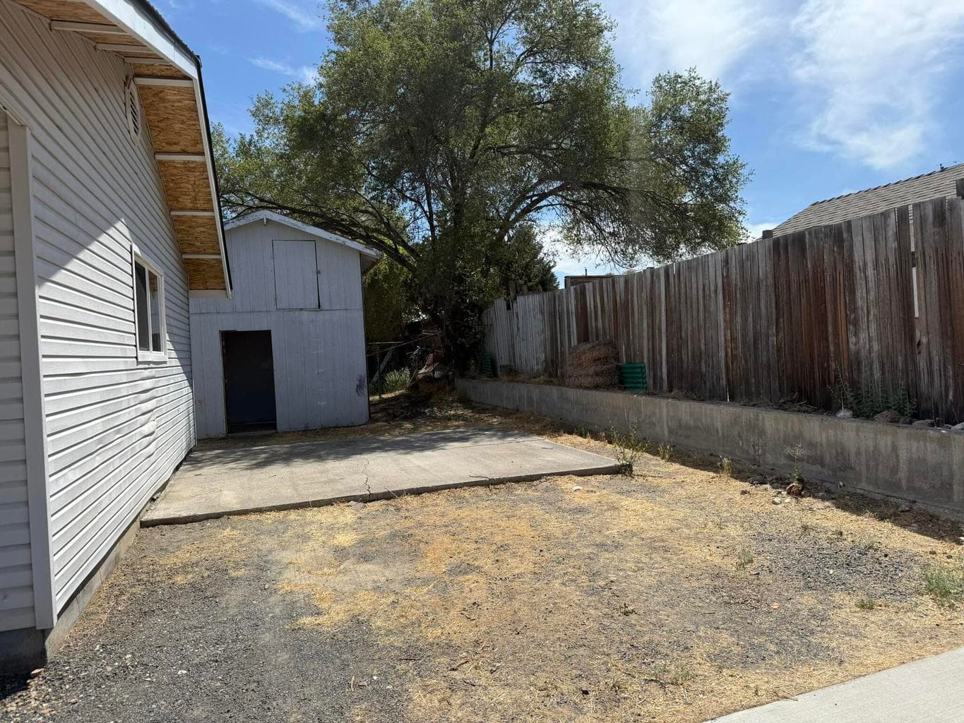 Ample space for parking and shed