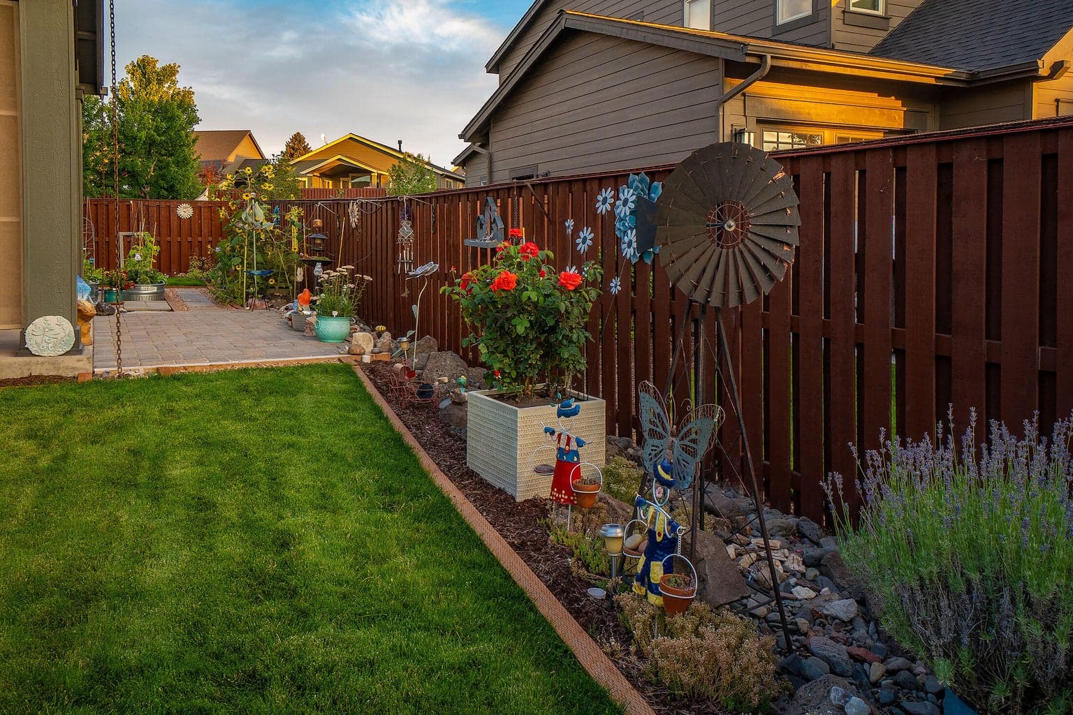 Rear yard with planting areas