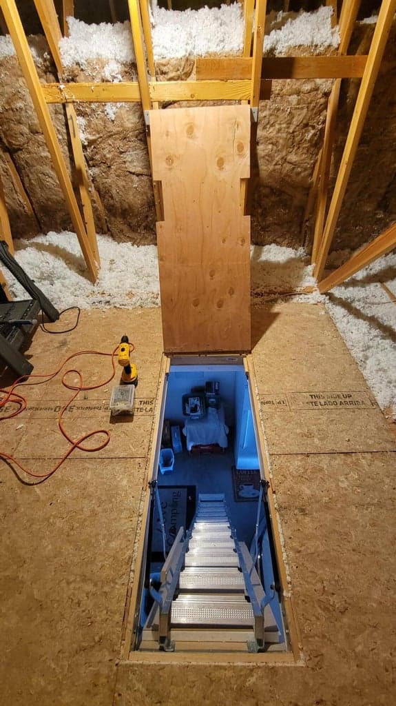 Safety feature: Fold down floor support to cover pull-down stairs while in the attic.