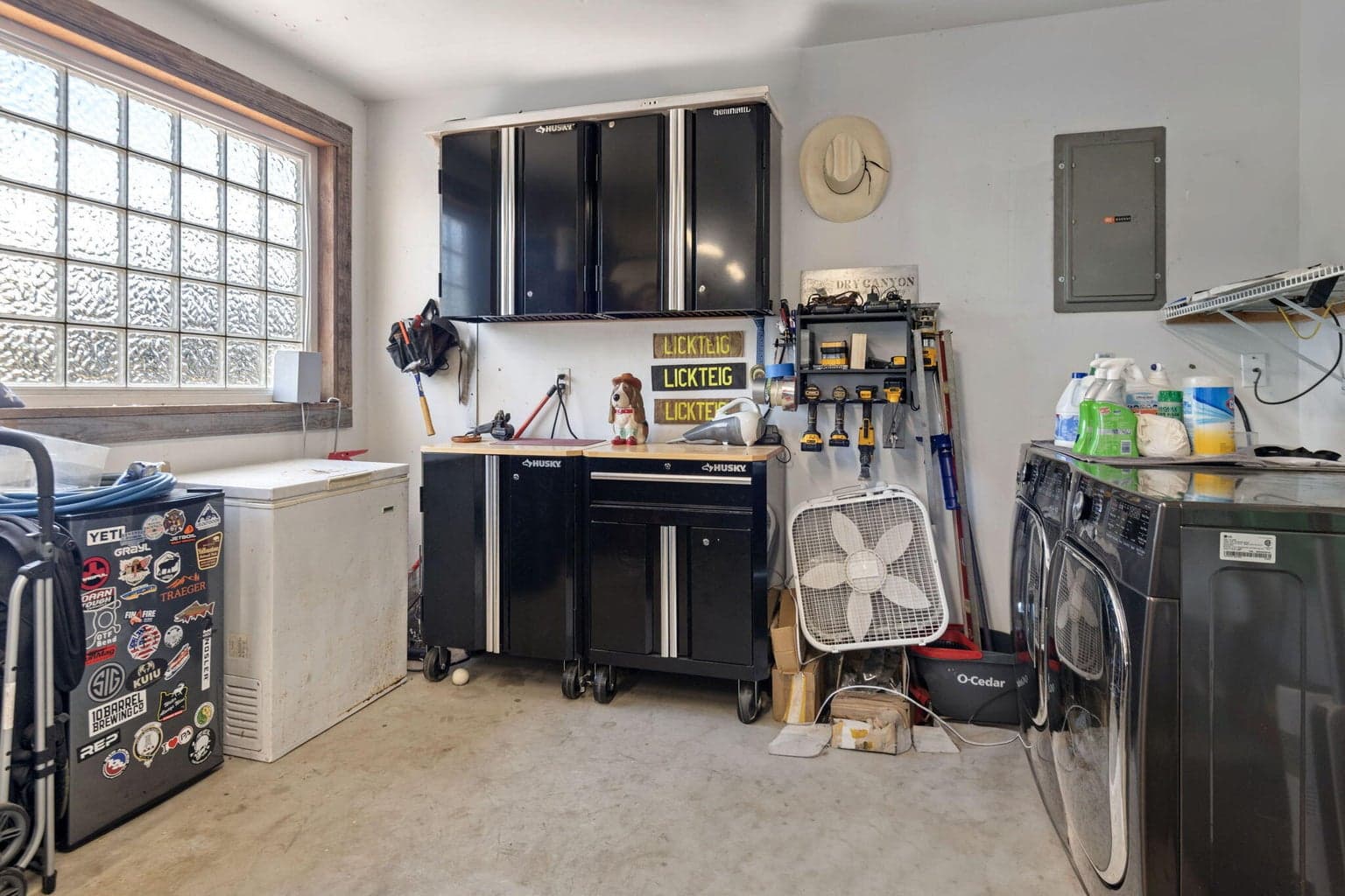 Laundry hookups are located in the garage