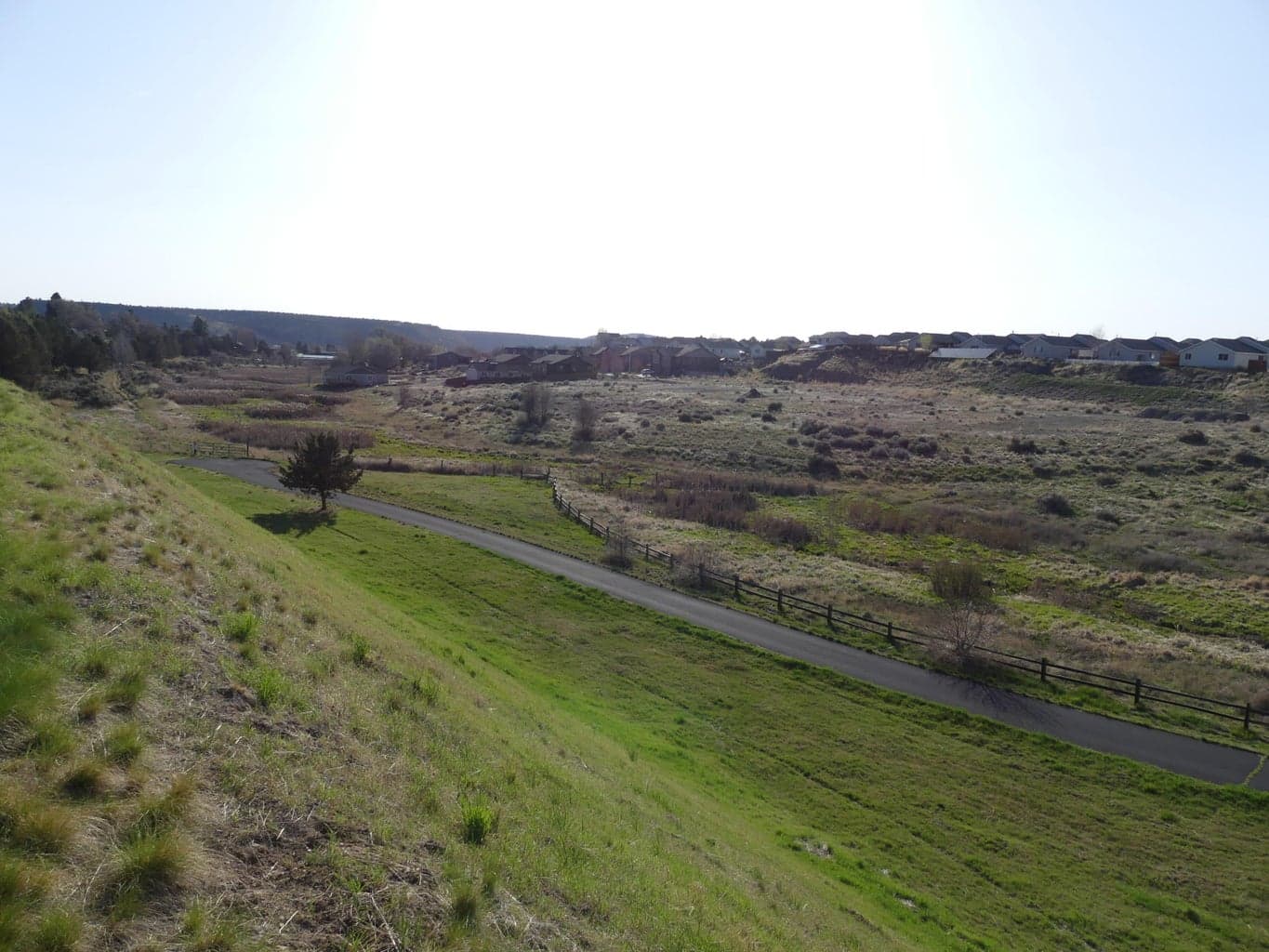 Ochoco Pointe community walking path by the wetland reserve, view to the west