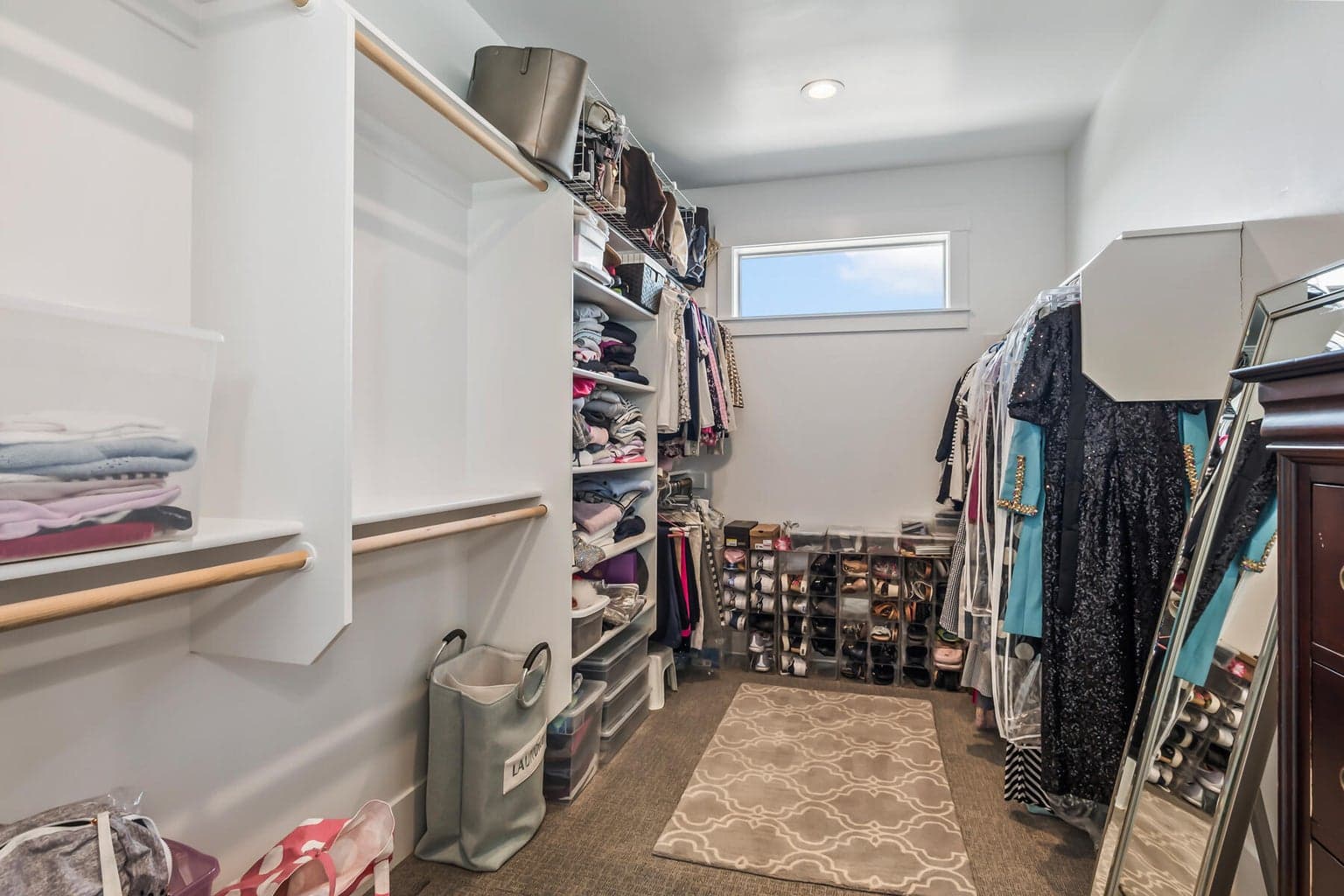 Walk-in closet in the primary bedroom