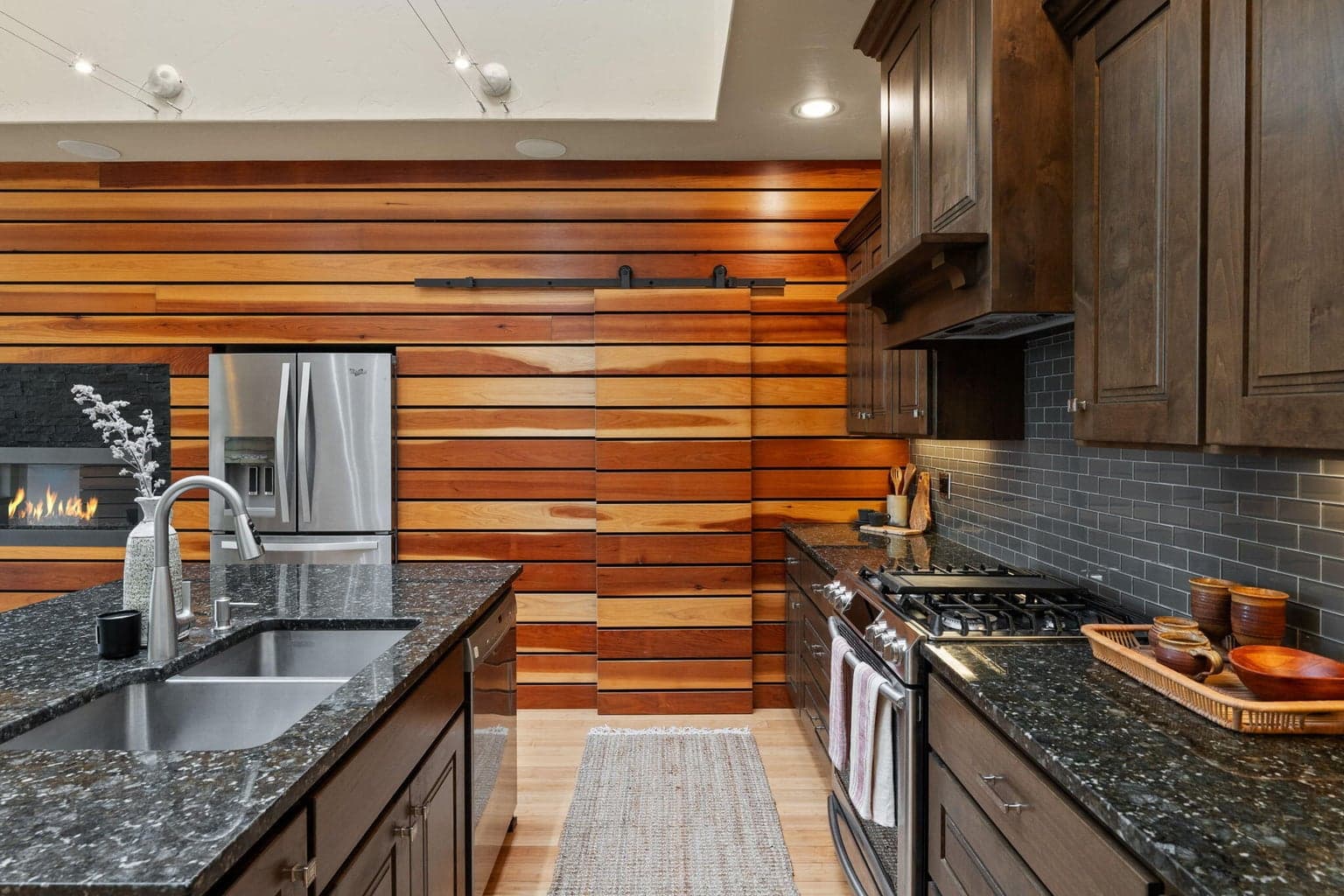 Custom kitchen. Granite, wood accents, custom cabinetry