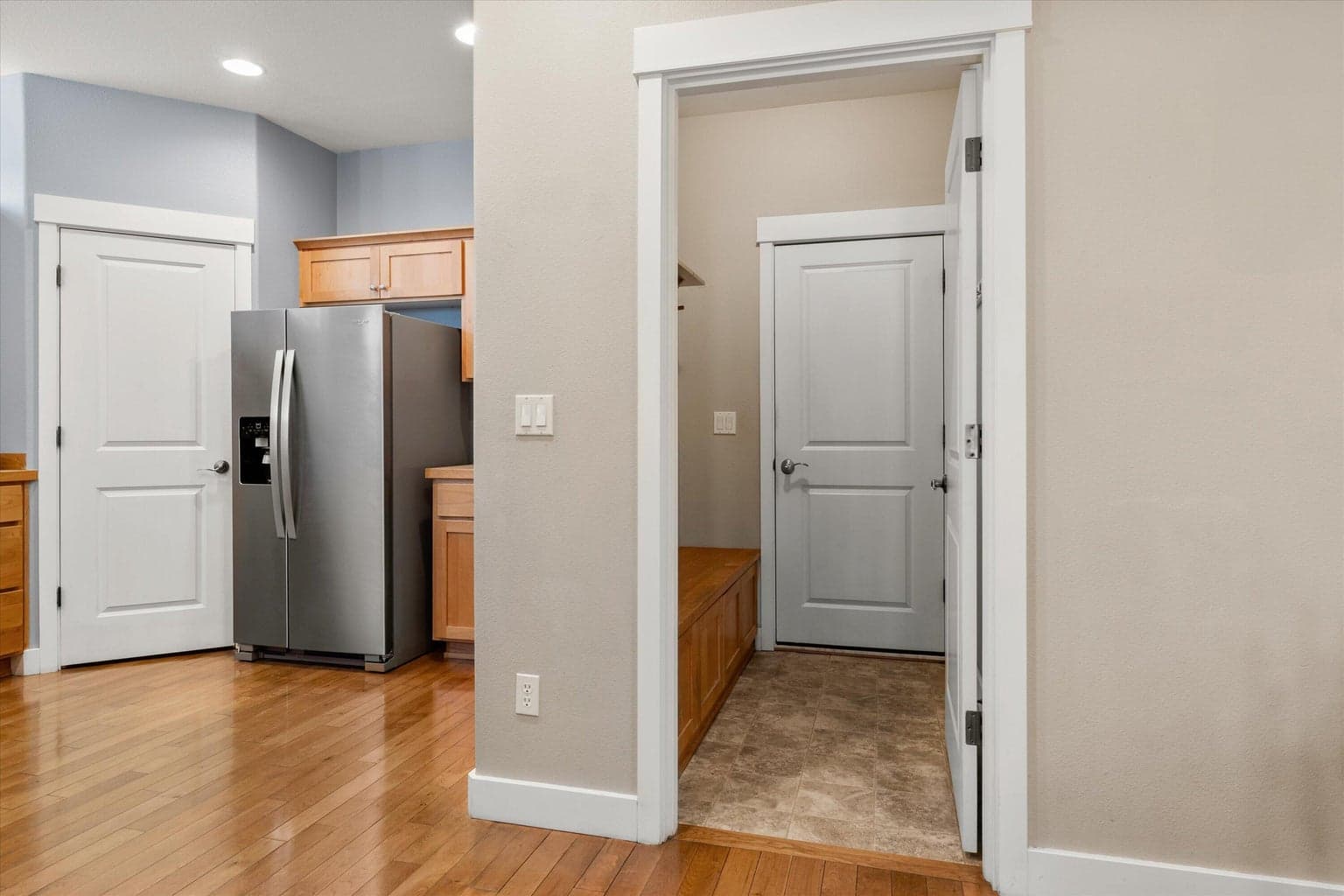 Kitchen to left (with corner pantry). Mud Room in Center of Photo, leads to Garage.