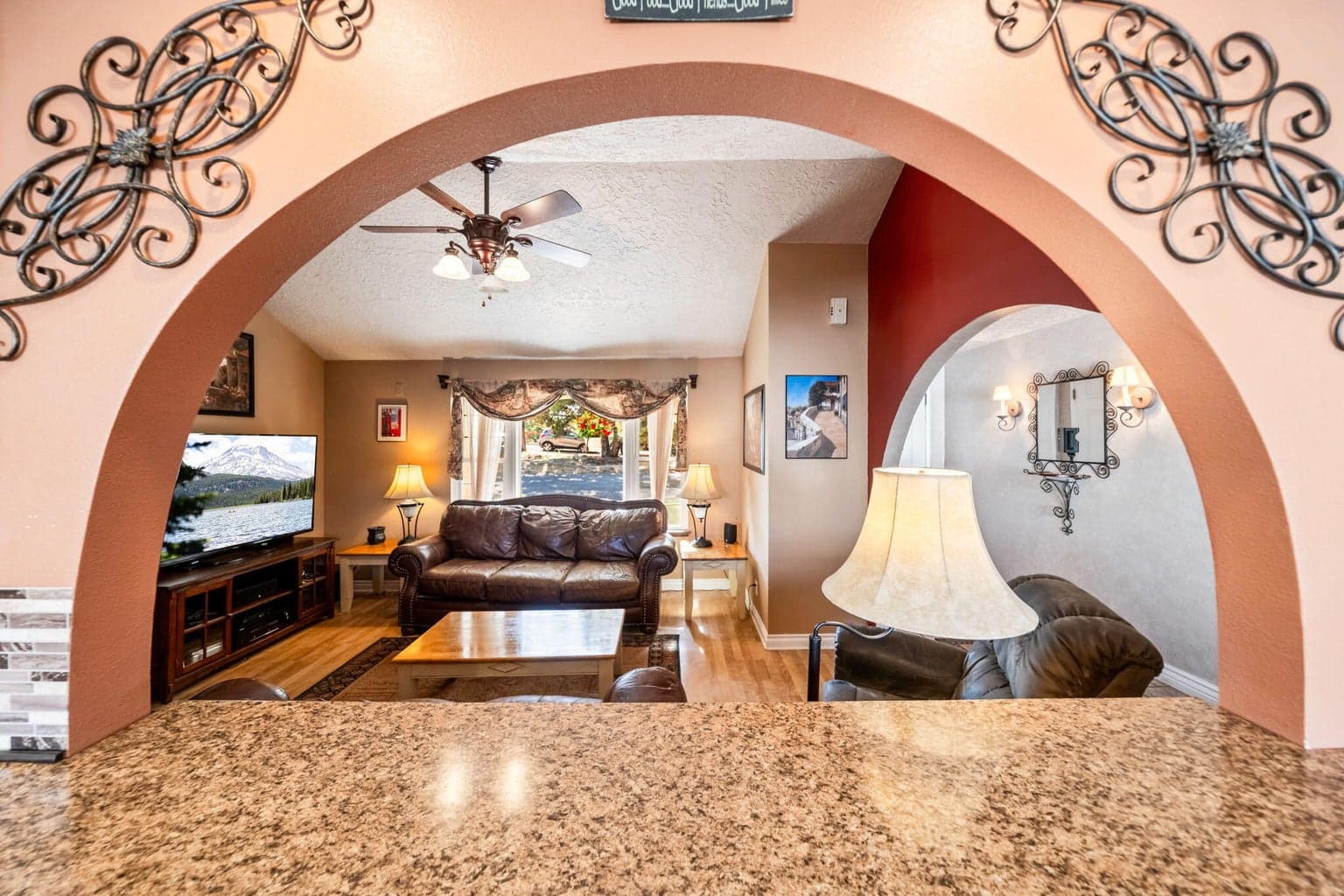 Arch in kitchen looking into living room