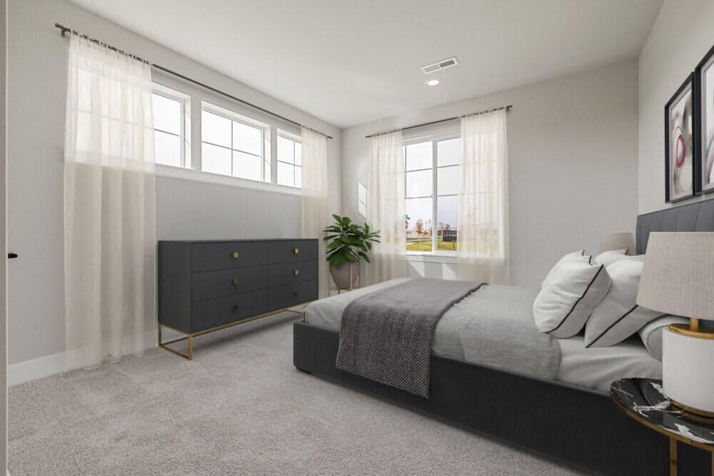 Bed 2. Images of like kind room and have been virtually staged. colors may vary.