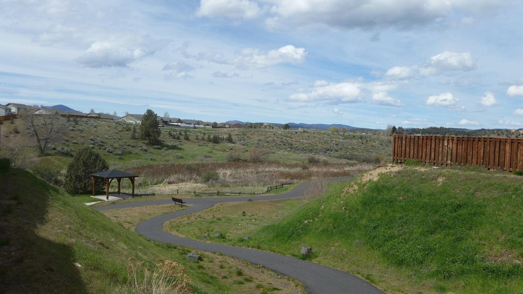 Ochoco Pointe community walking path by the wetland reserve