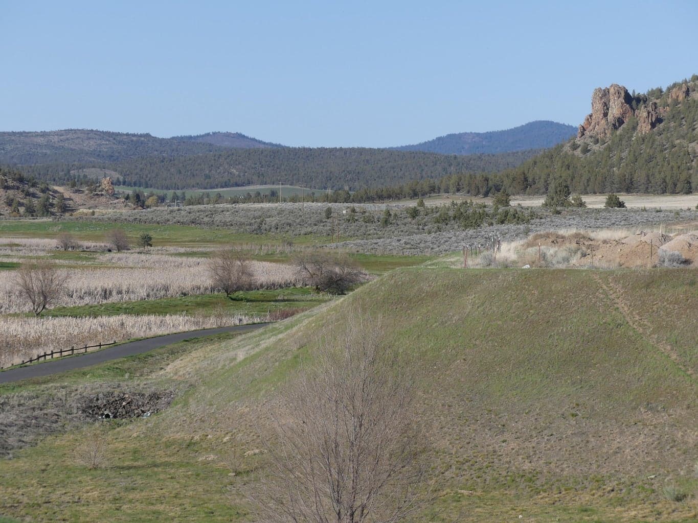 Ochoco Pointe community walking path by the wetland reserve, view to the northeast prior to phase 3 construction.