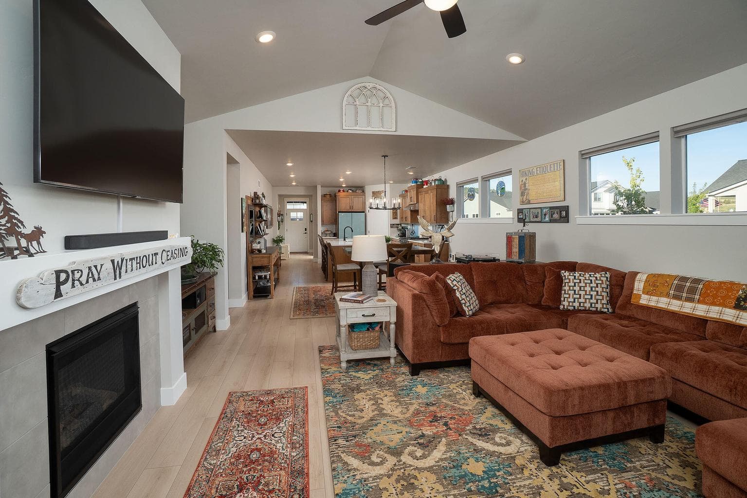 Greatroom to kitchen photo