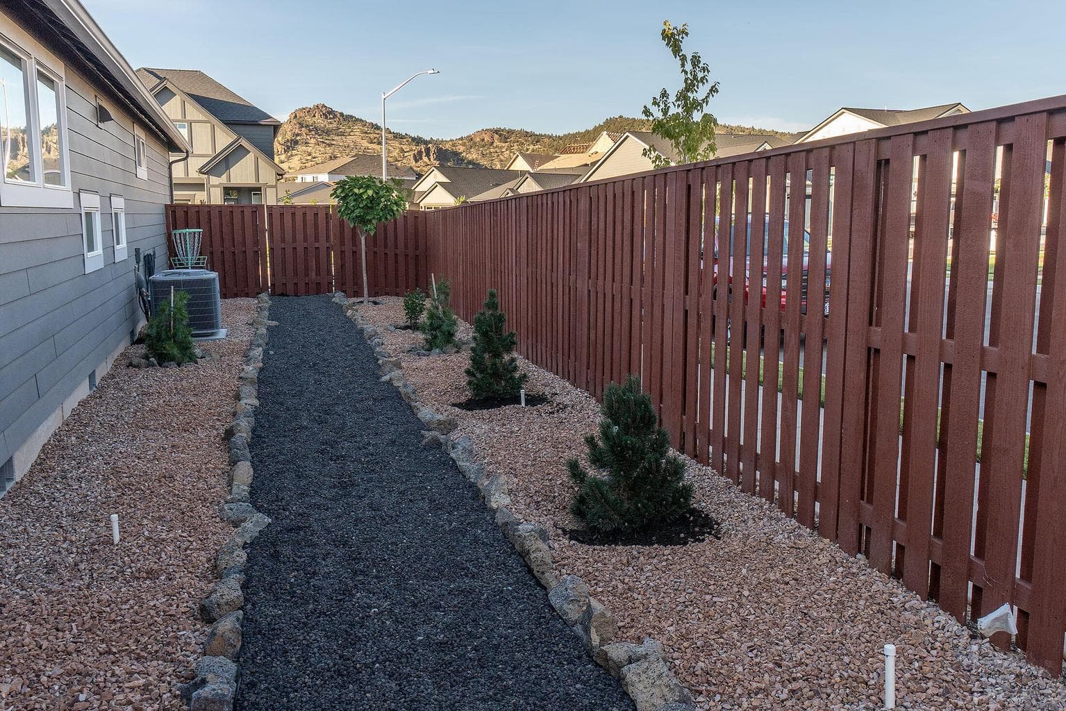 Side yard with drip irrigation