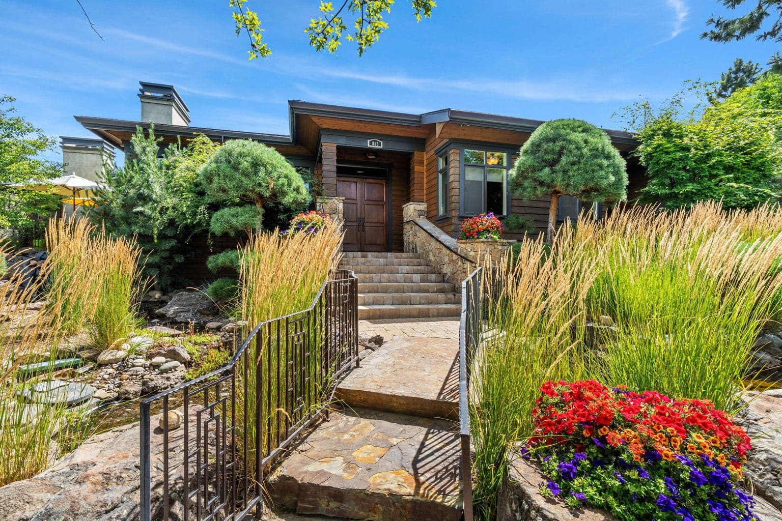 A lovely approach with tranquil water feature welcomes you to the home.