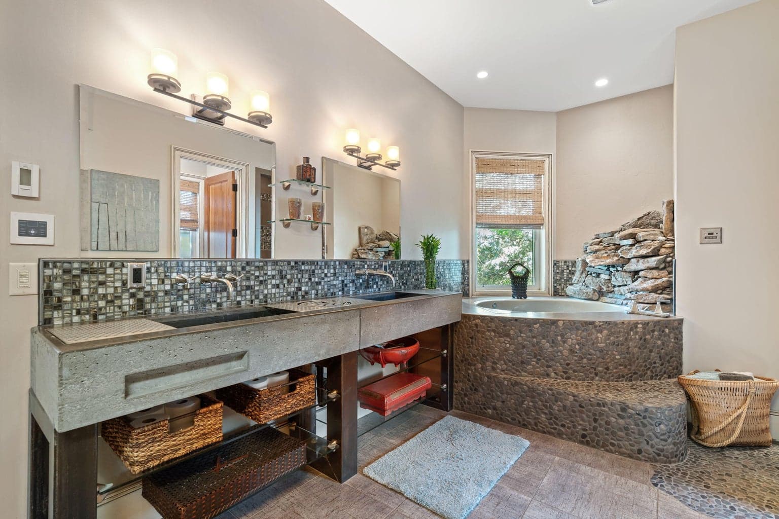 Double Vanity with Beautiful Concrete Craftsmanship