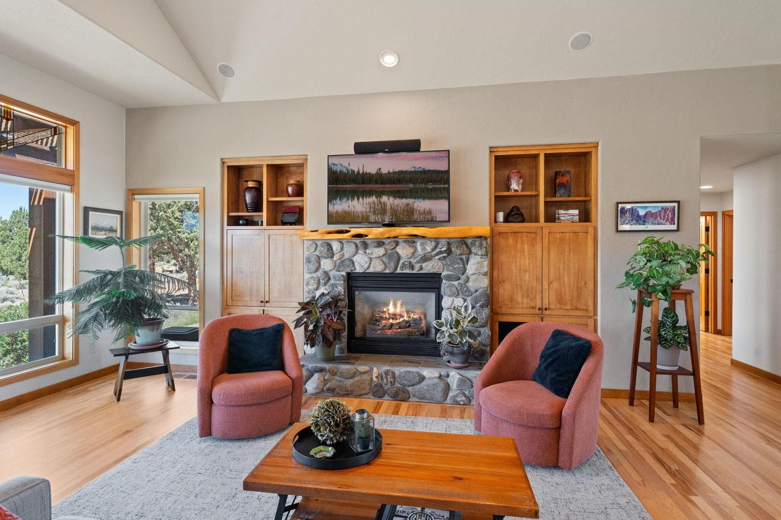 Cozy gas fireplace