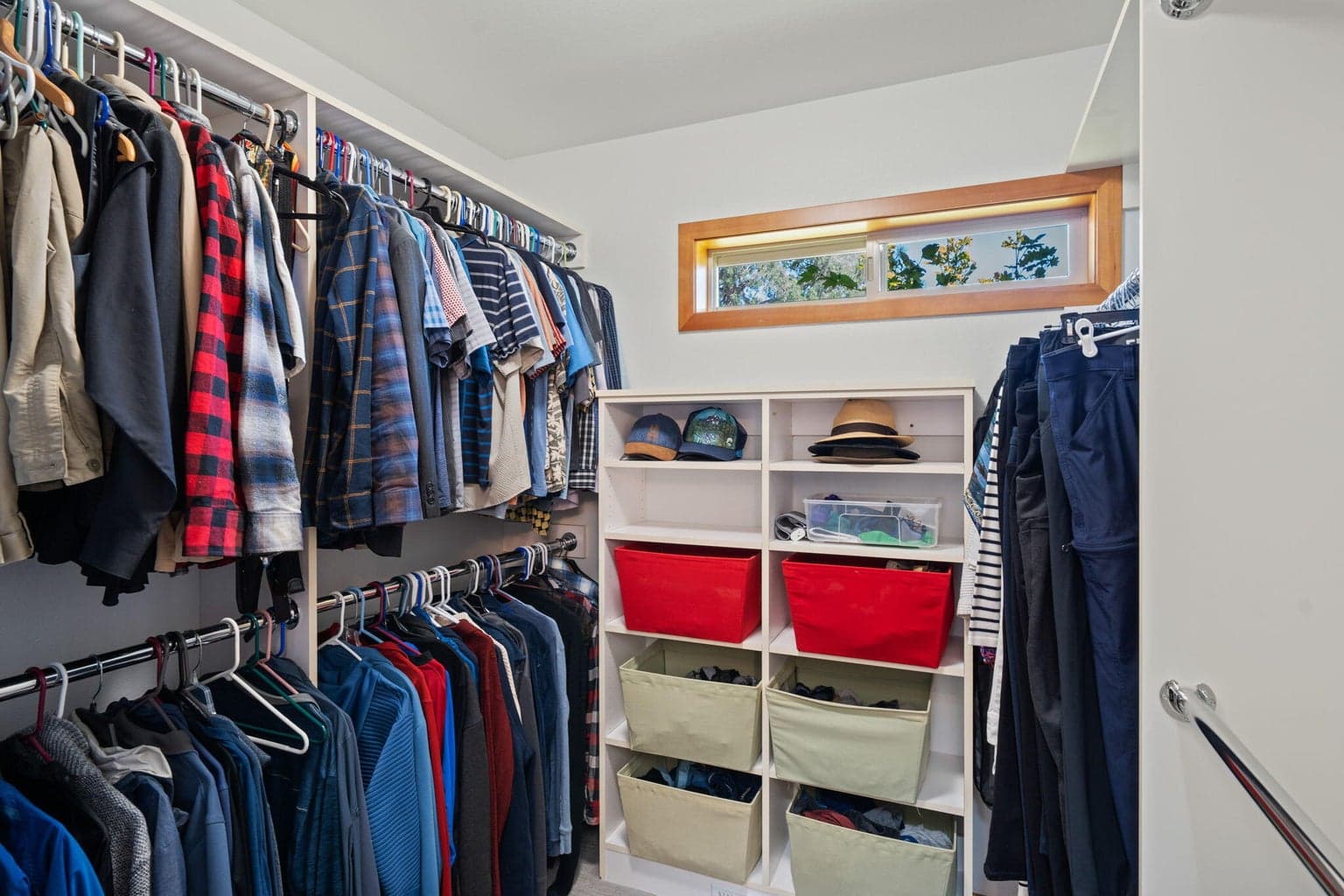 Sleeping porch converted into a second walk in closet