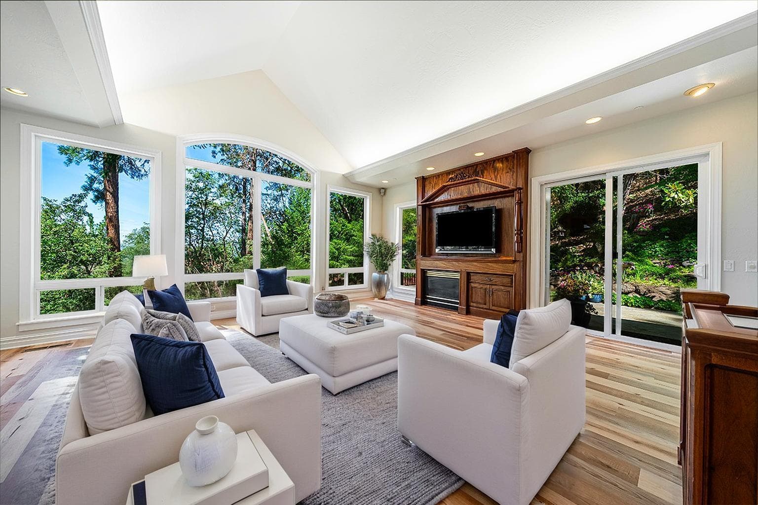 Main level living room virtually enhanced