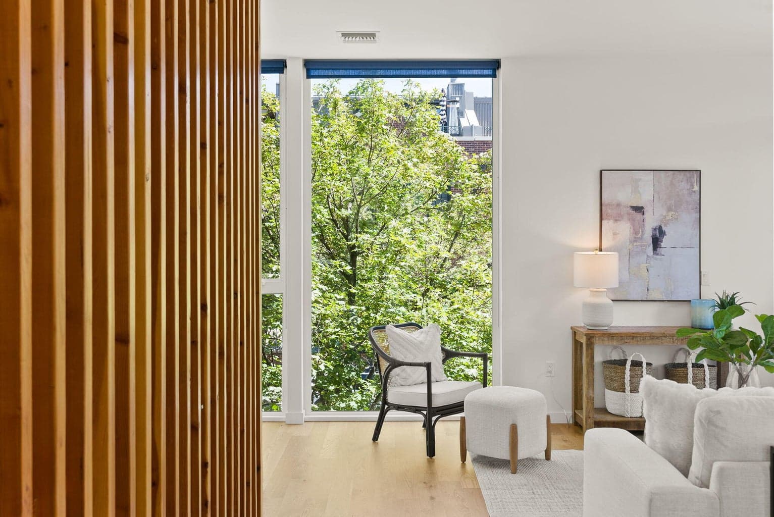 Views of the treetops add excellent privacy to the space.
