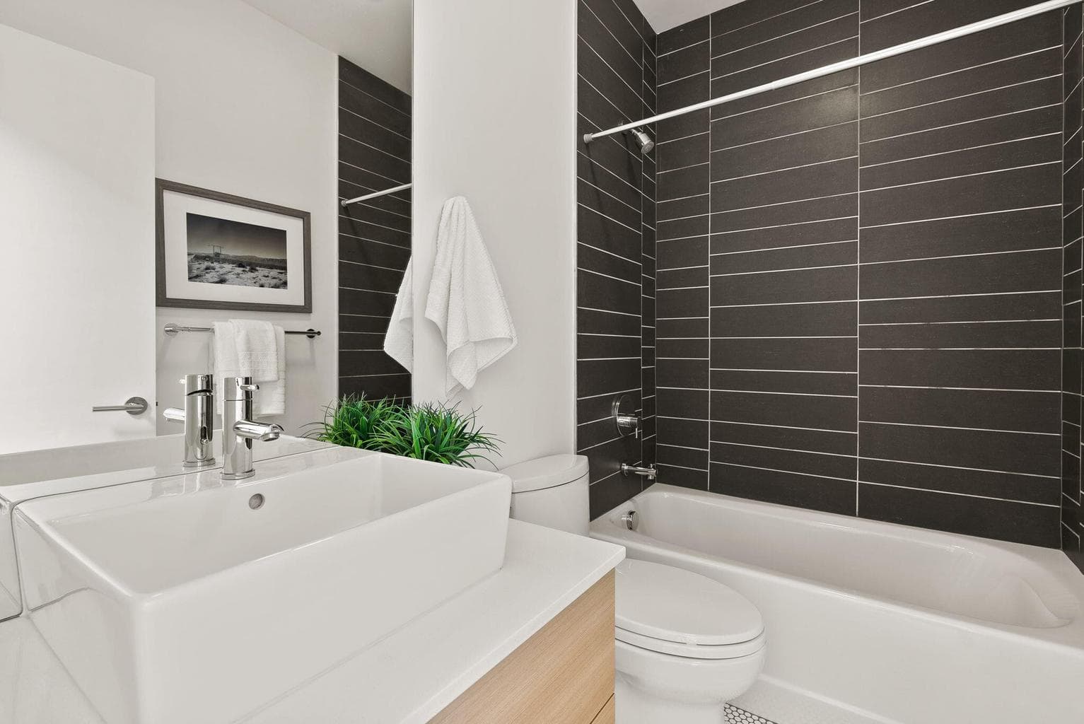 Shower/tub combo.