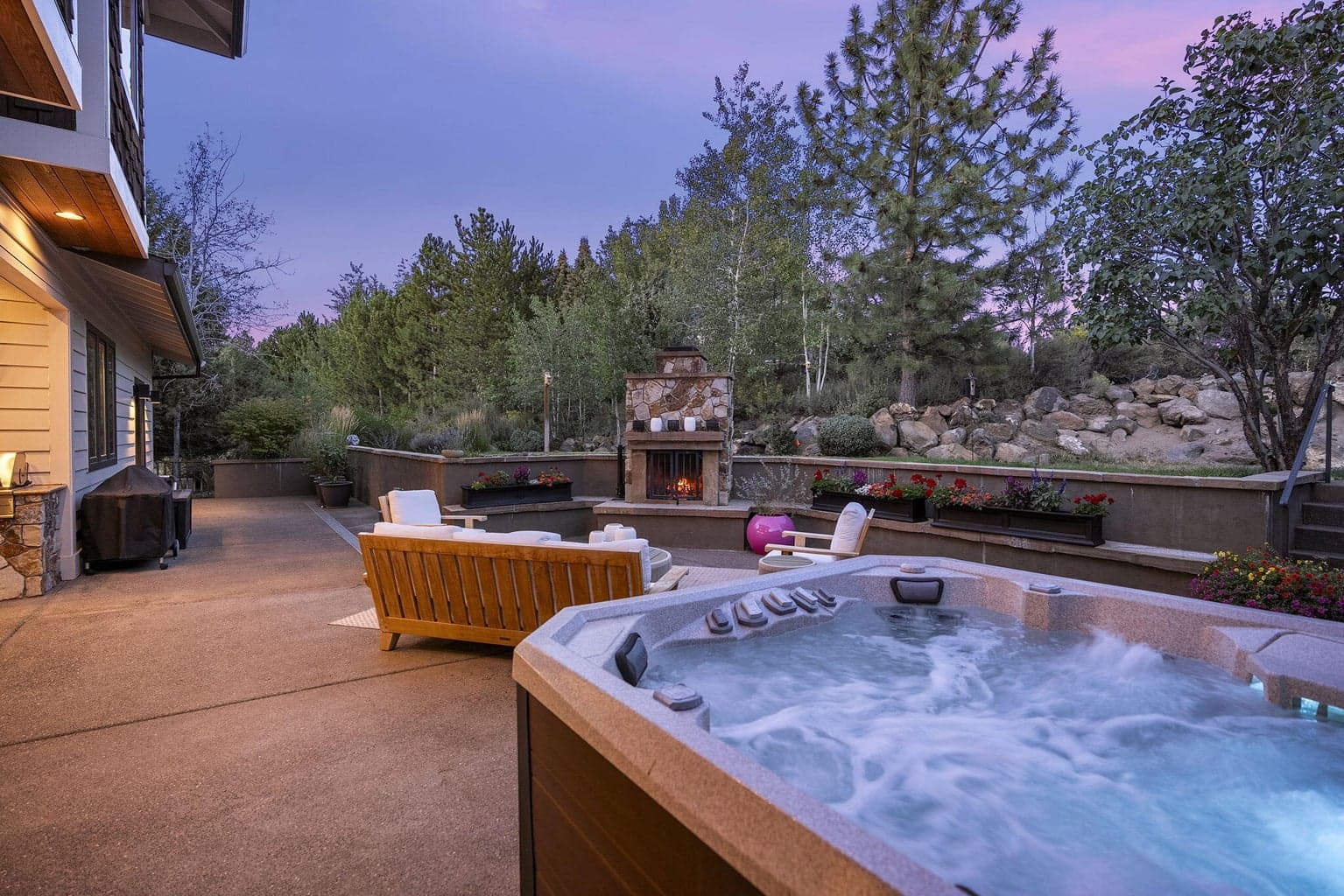 Hot tub is serviced every two weeks and stays with the home
