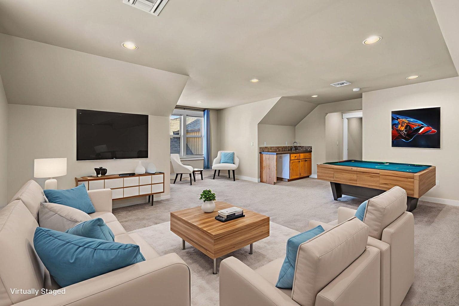 Upper level bonus room provides plenty of space for all kinds of fun and a wet bar for entertaining.