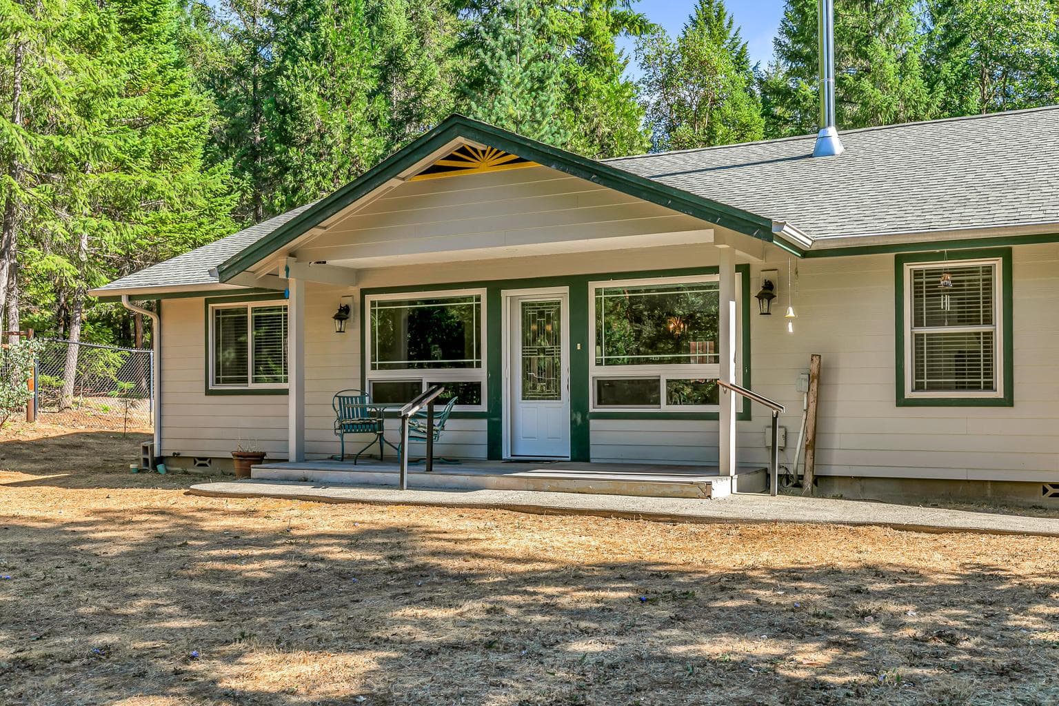 Southwest side of home has the front porch.