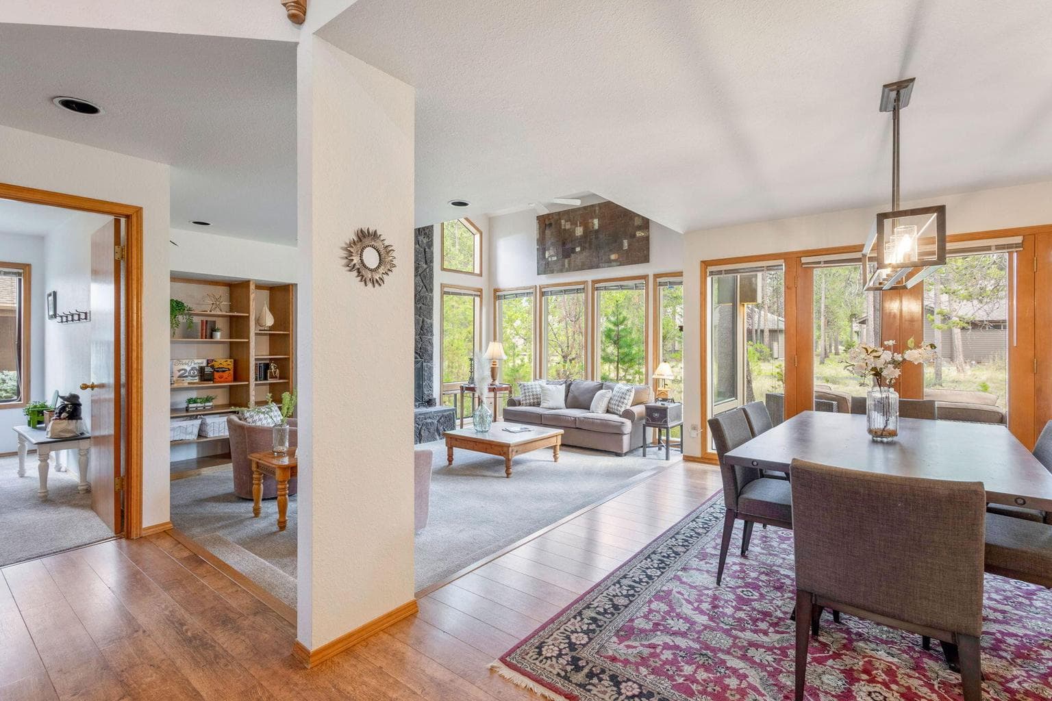 Living room and dining room
