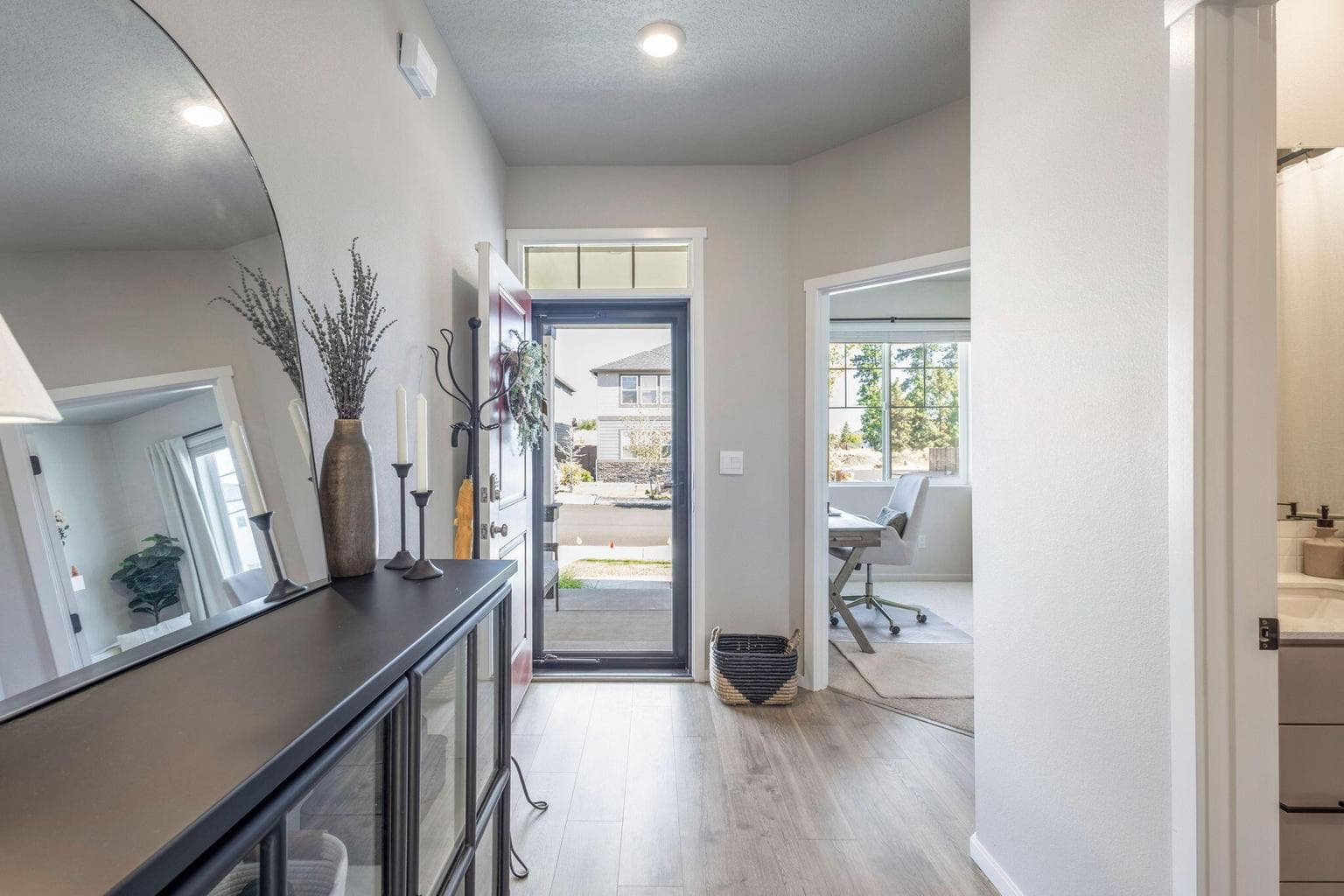 Locking storm door and transom window for extra light!