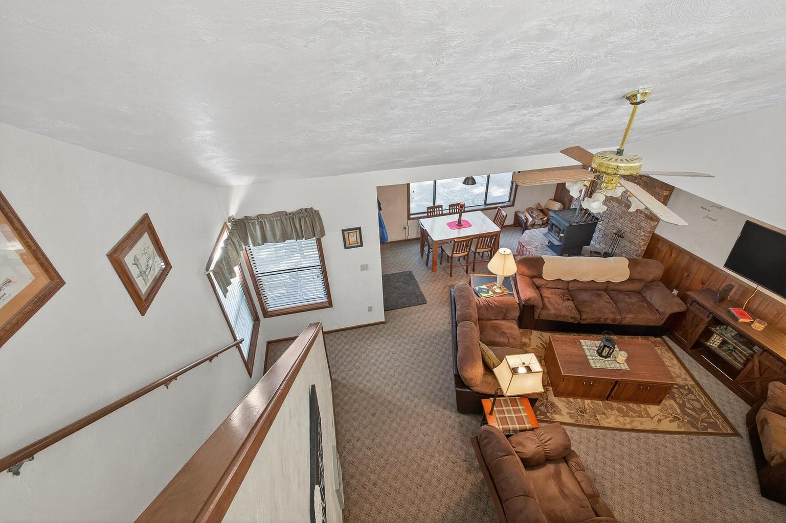 Looking down from loft