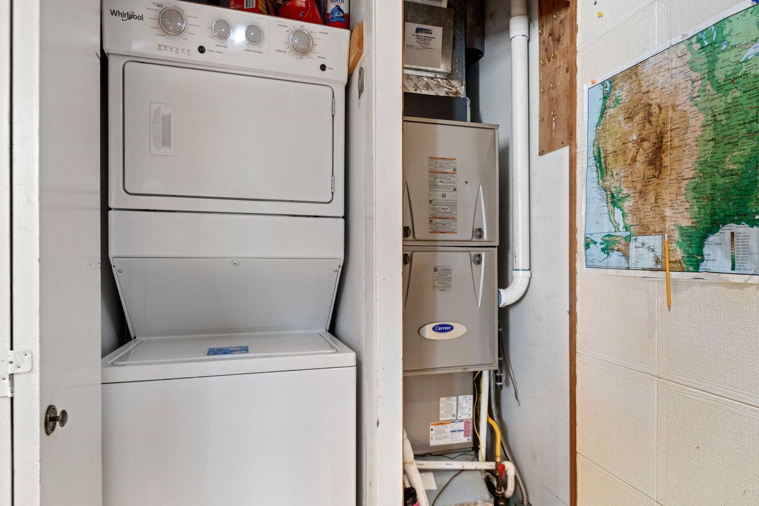 Washer/dryer Furnace in kitchen