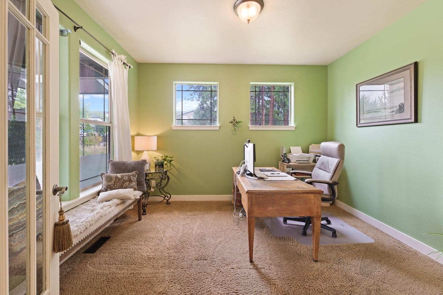 Light and Bright Office with French doors and a view to the front patio