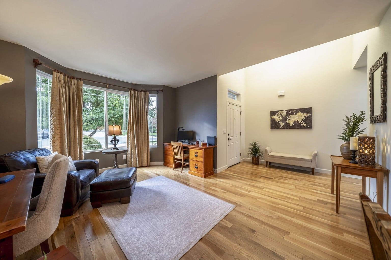 The living room space is next to the entry.