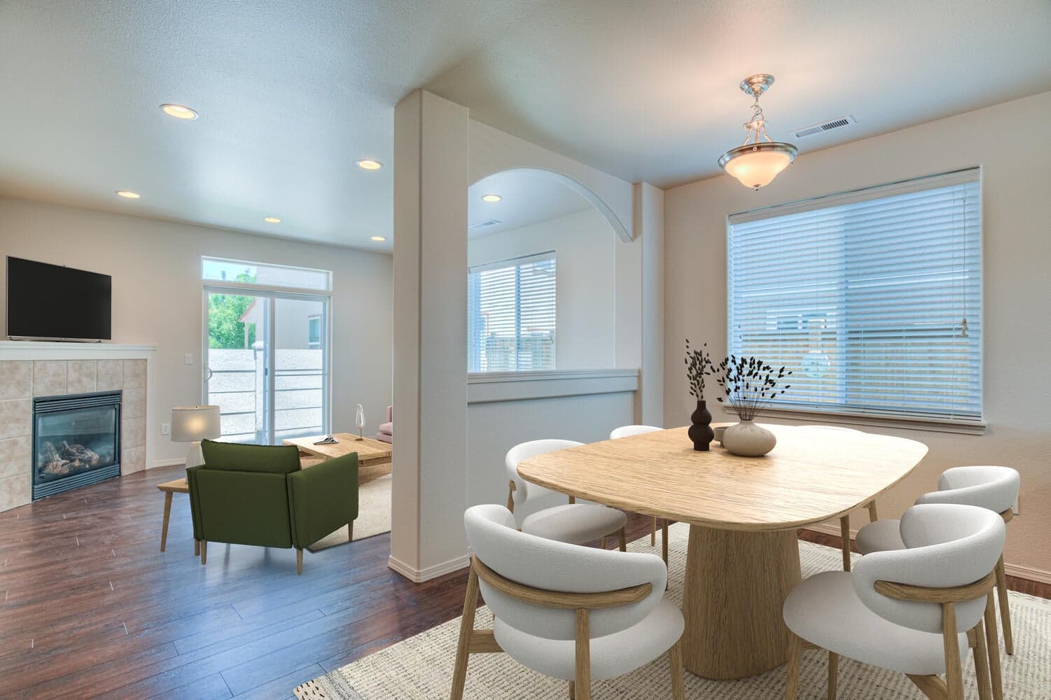 Virtually stage dining and living room
