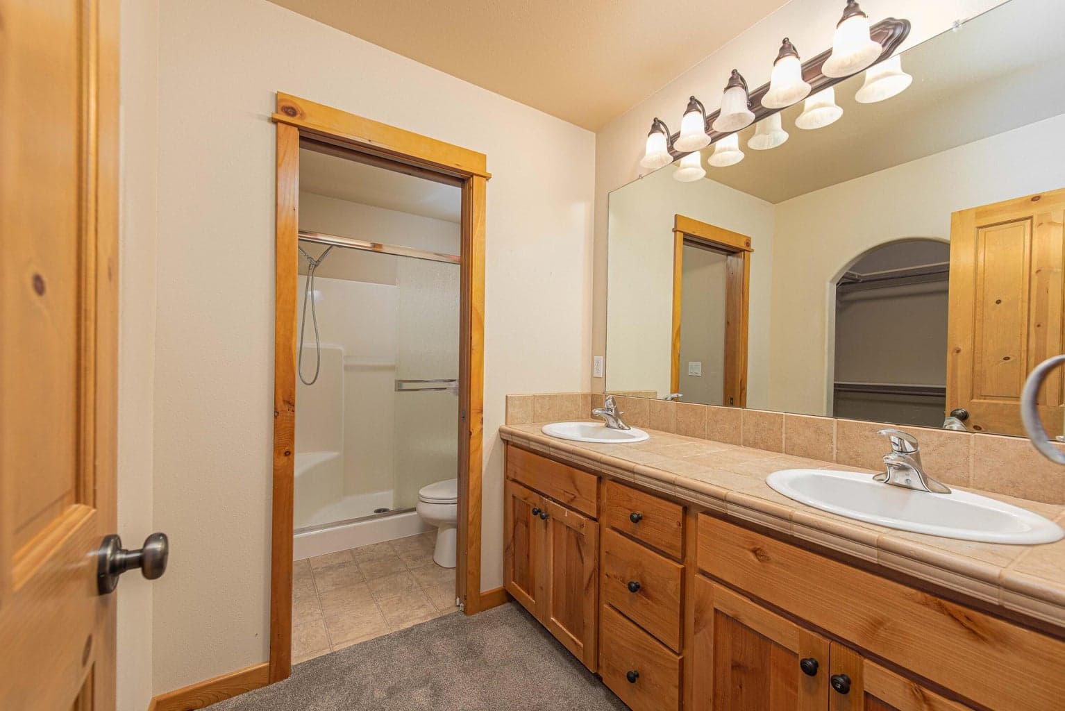 Primary bathroom with double sinks