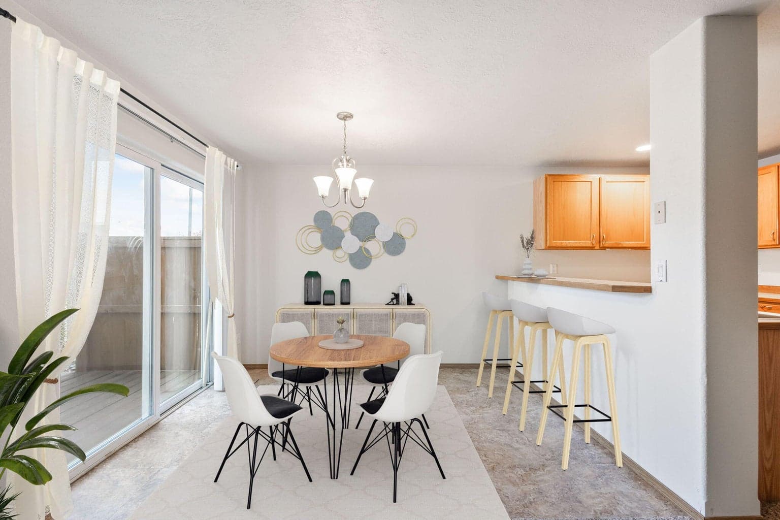Virtually staged dining area
