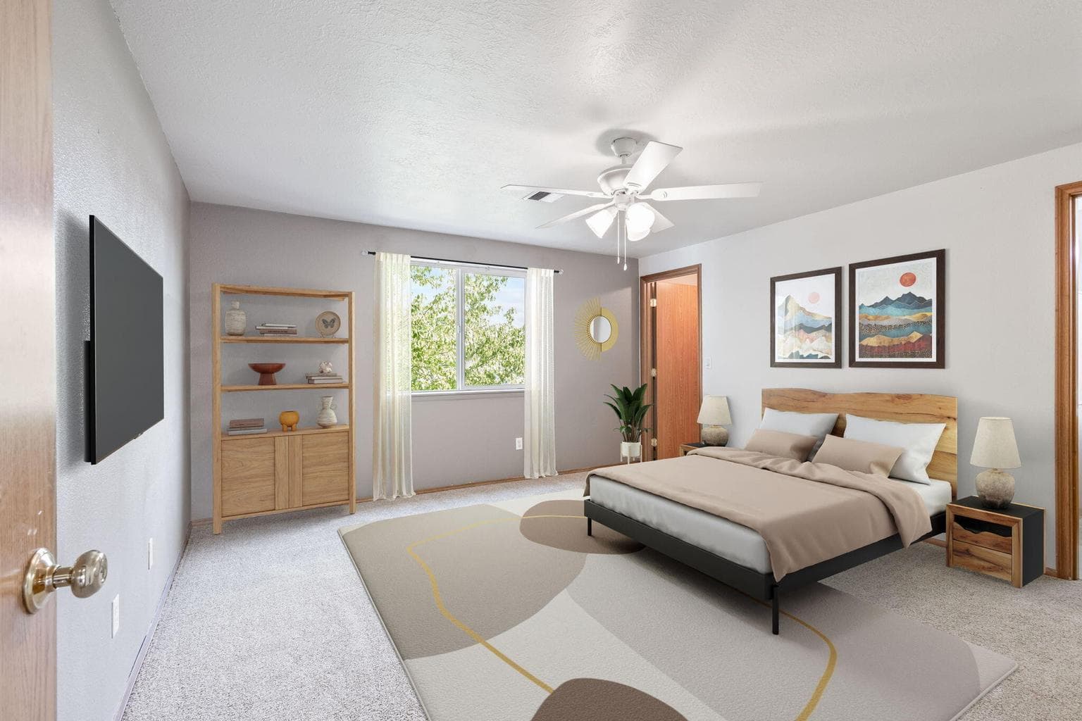Virtually staged primary bedroom