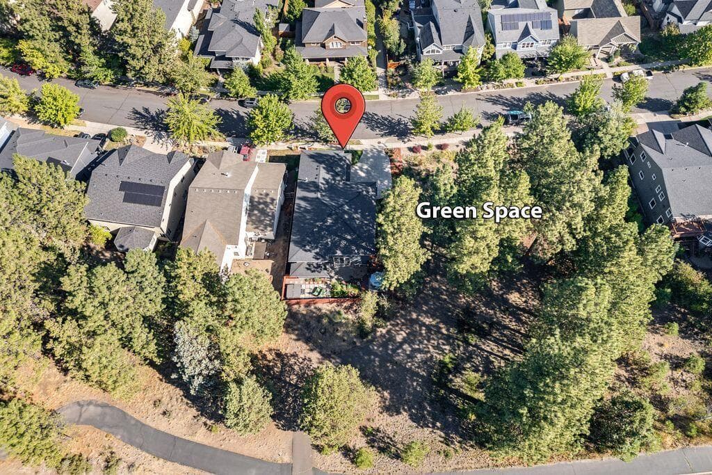 Green space adjacent to the house