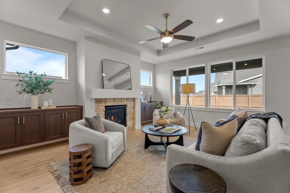 Greatroom - similar model. Upgrades noted. Specs & finishes vary. Sample photo reflecting a similar plan.