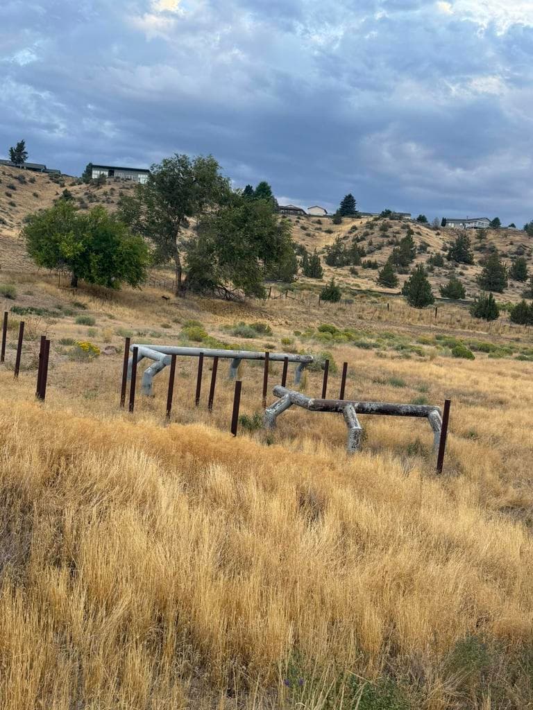 Hitching posts in place.