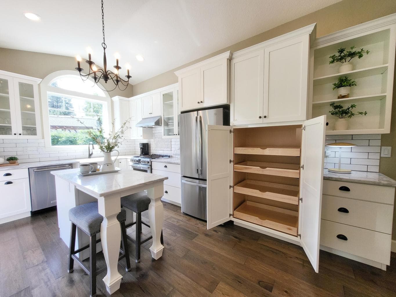 Storage is plentiful in this kitchen with pull outs