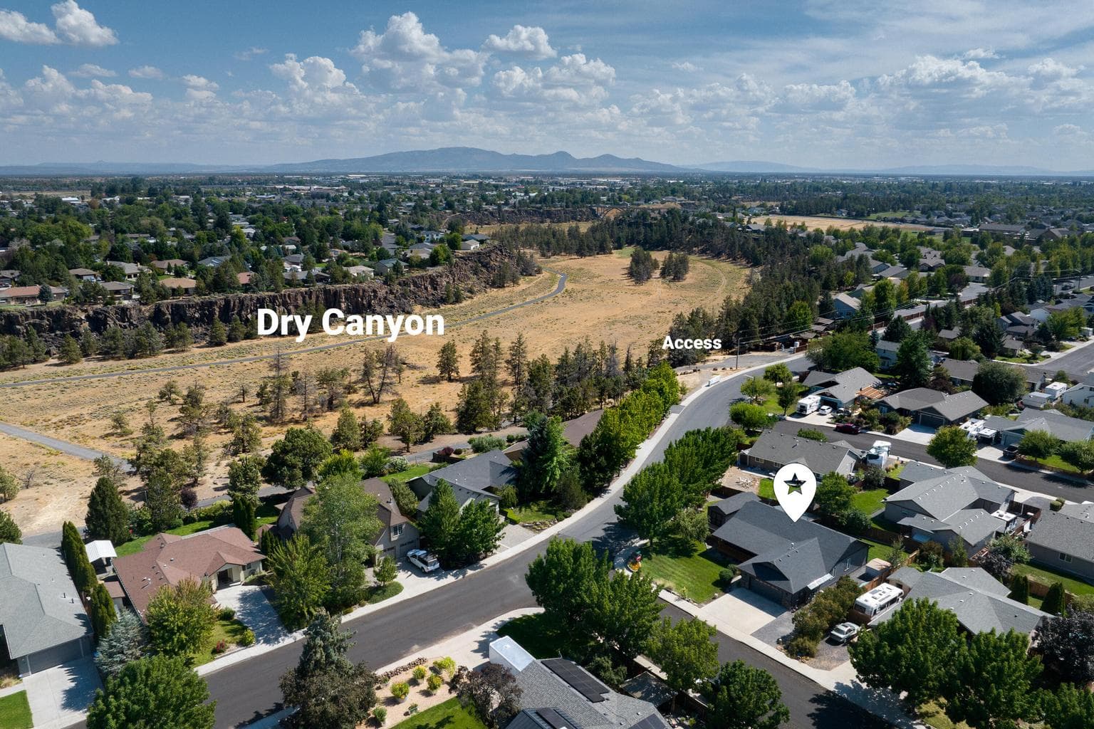 Aerial view of quick access to the Dry Canyon