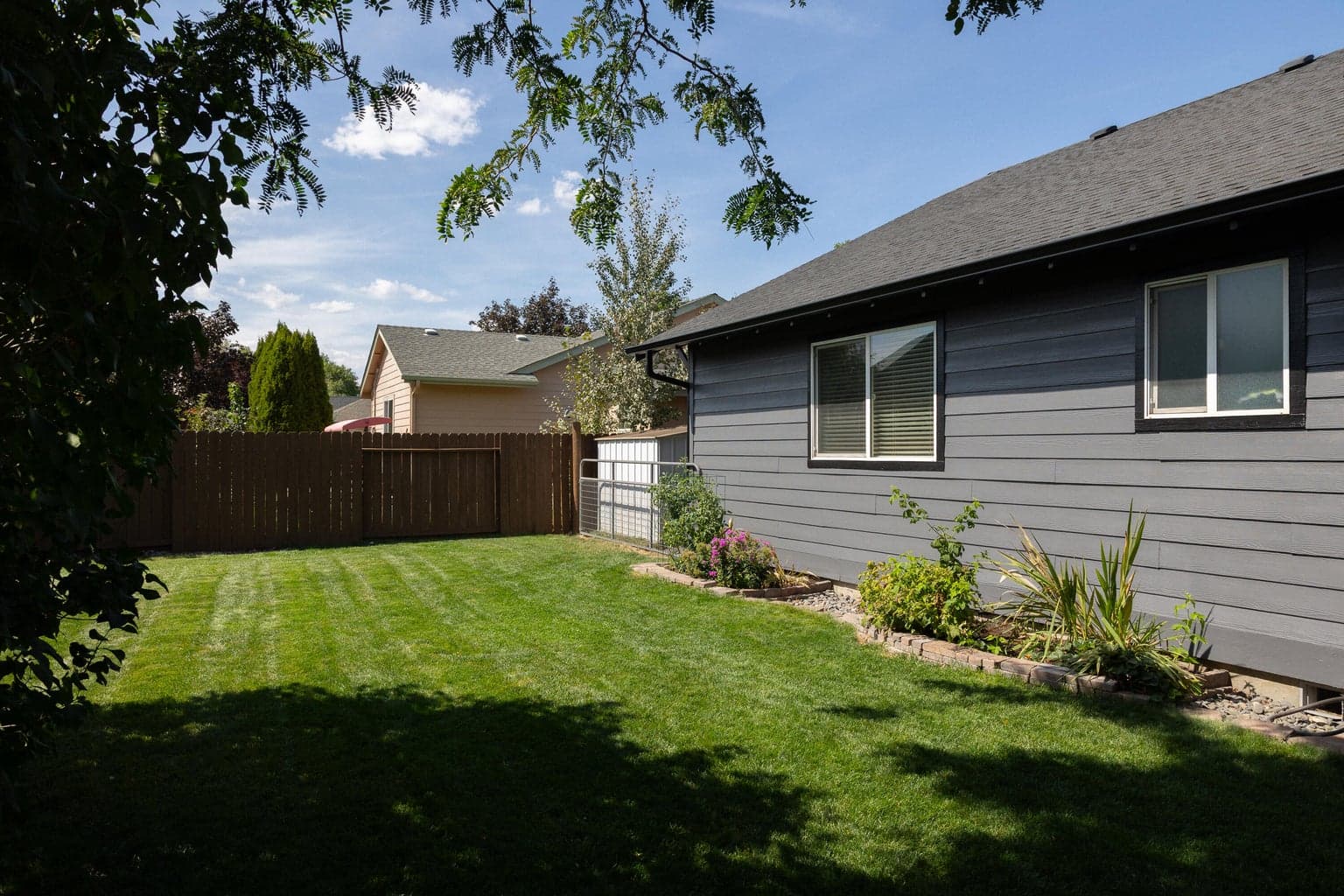 Fully-fenced backyard