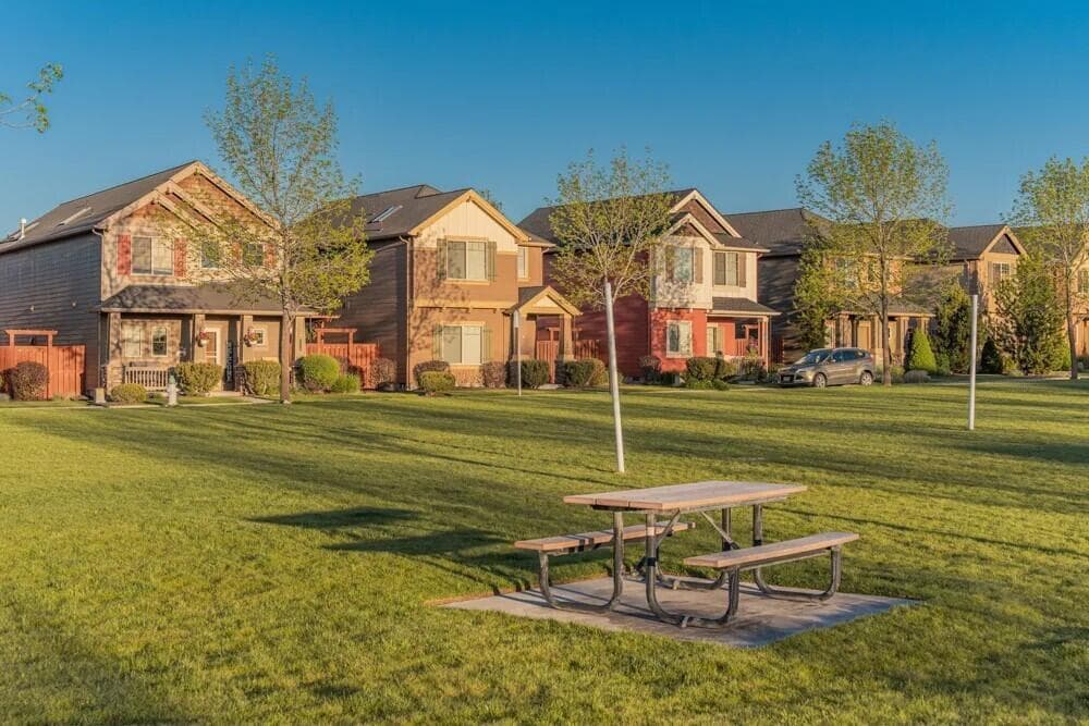 Park with picnic benches